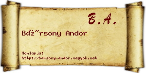 Bársony Andor névjegykártya