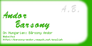 andor barsony business card